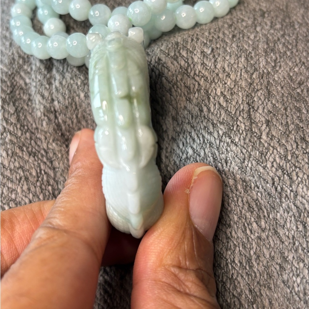 Grade A Jade Dragon Pendant Necklace - Picture 4 of 12